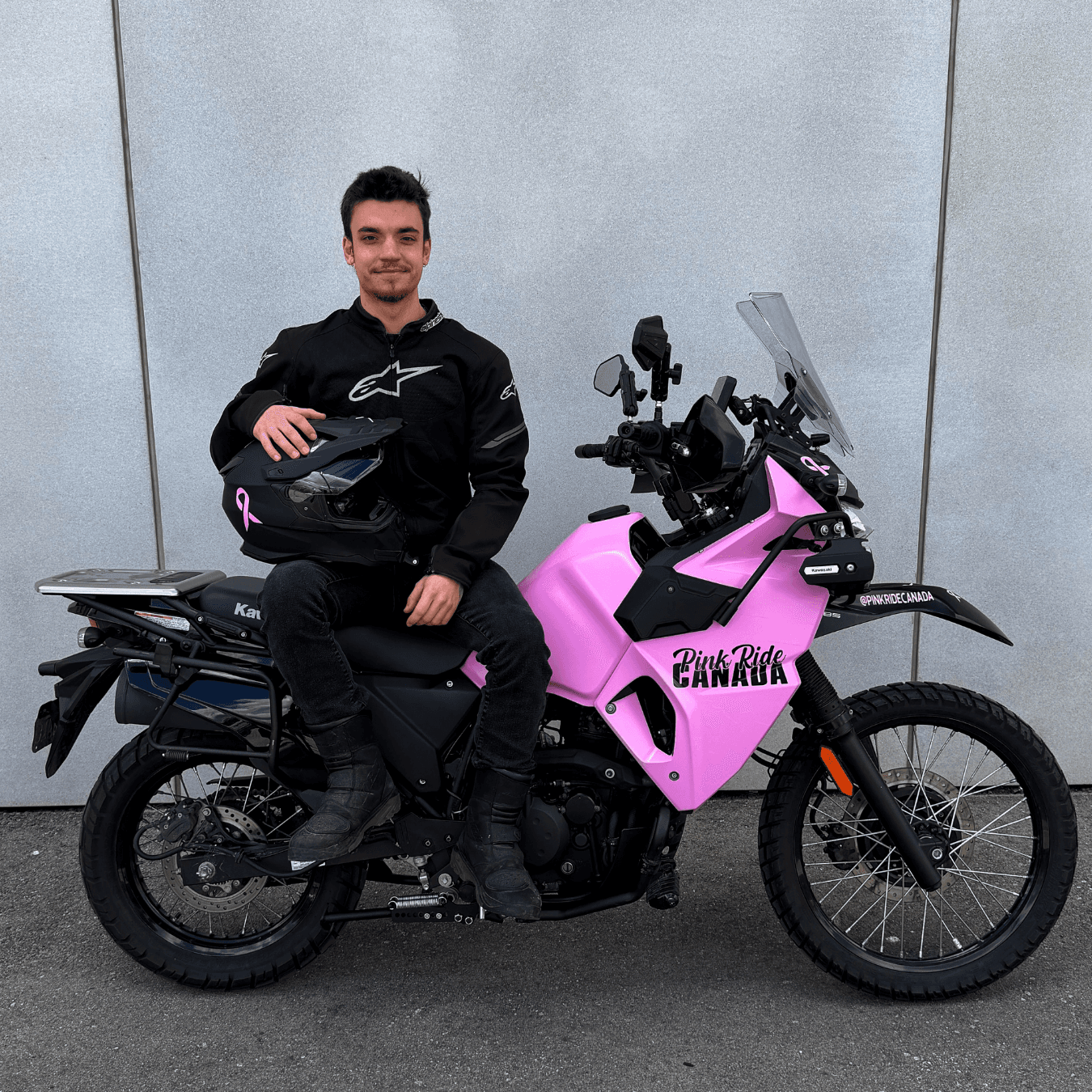 Quinton on the pink KLR650